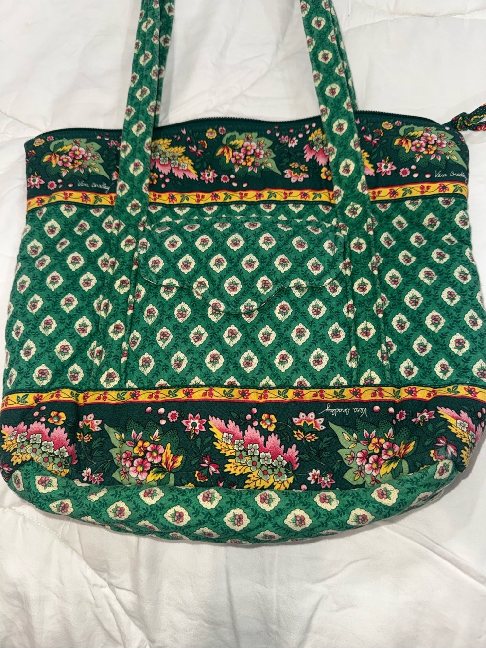 Vera Bradley Retired Rare Greenfield  Villager Tote Purse Stunning Green Bag